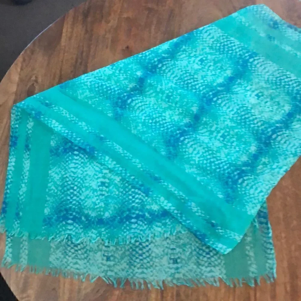3 green/blue tone scarves